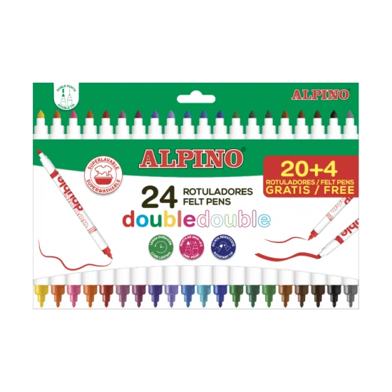 Alpino Double Çift Taraflı Keçeli Kalem 20+4